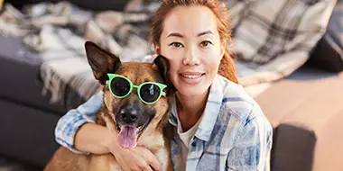 Dog relaxed and happy at home with his professional pet sitter in Nashville, TN